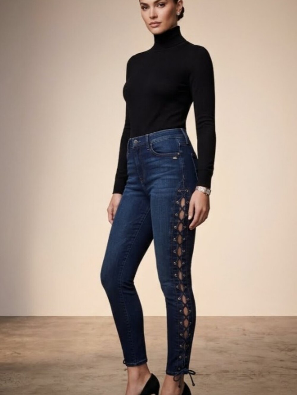 Good American Good Legs Lace-Up Skinny Jeans